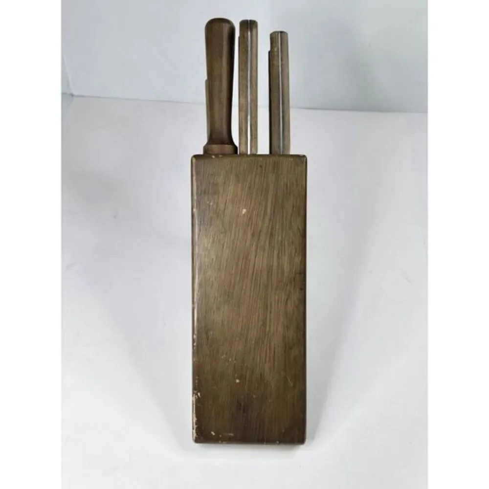 Vintage Old Homestead 7-Piece‎ Block Kitchen Steak Knife Country Bakery 80s 70s